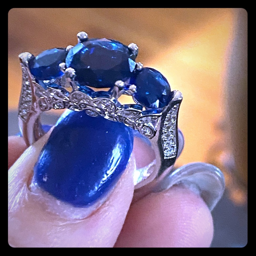 Stainless steel size 8 dark blue ring